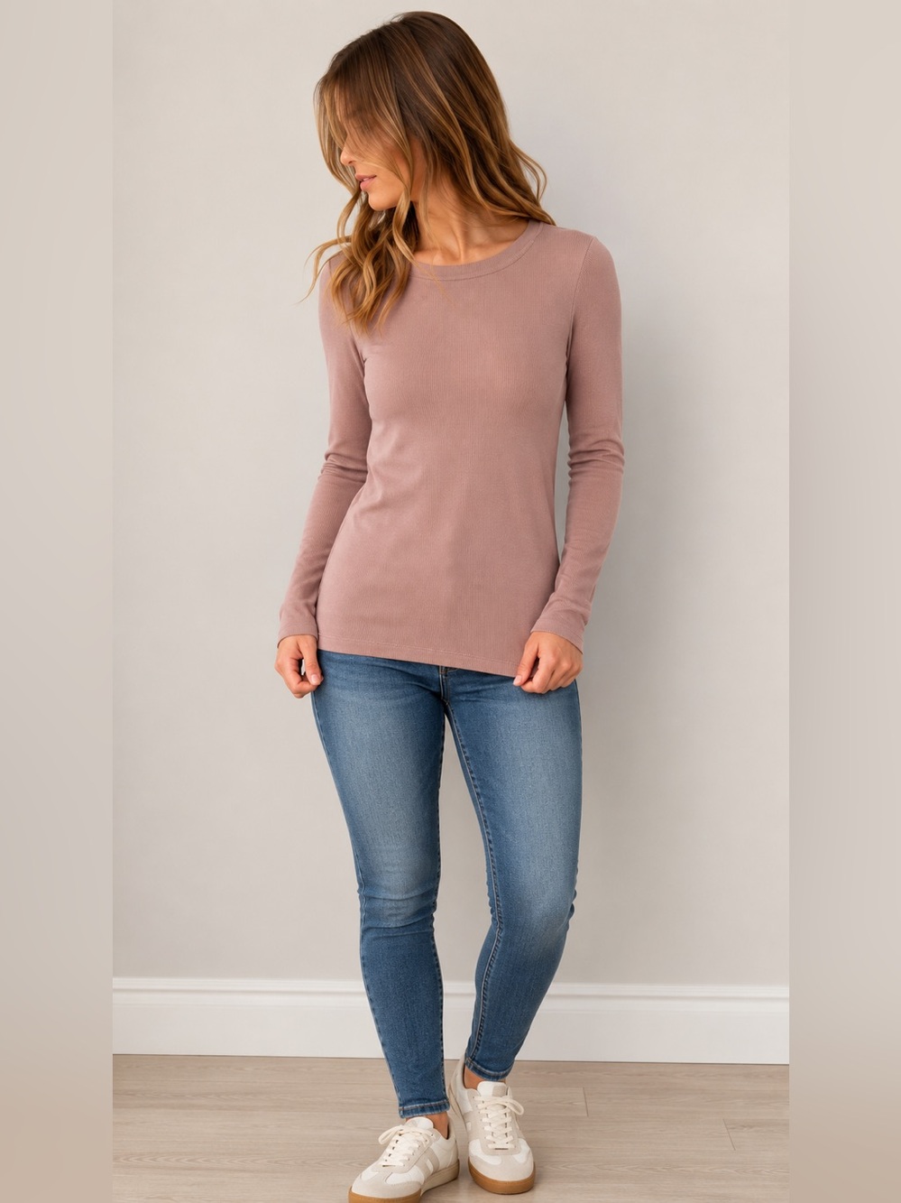 A New Day Women’s Ribbed Long Sleeve Top Pink Size M NWT